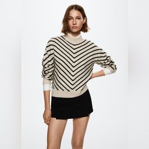 MANGO Stripe-print sweater with Perkins neck